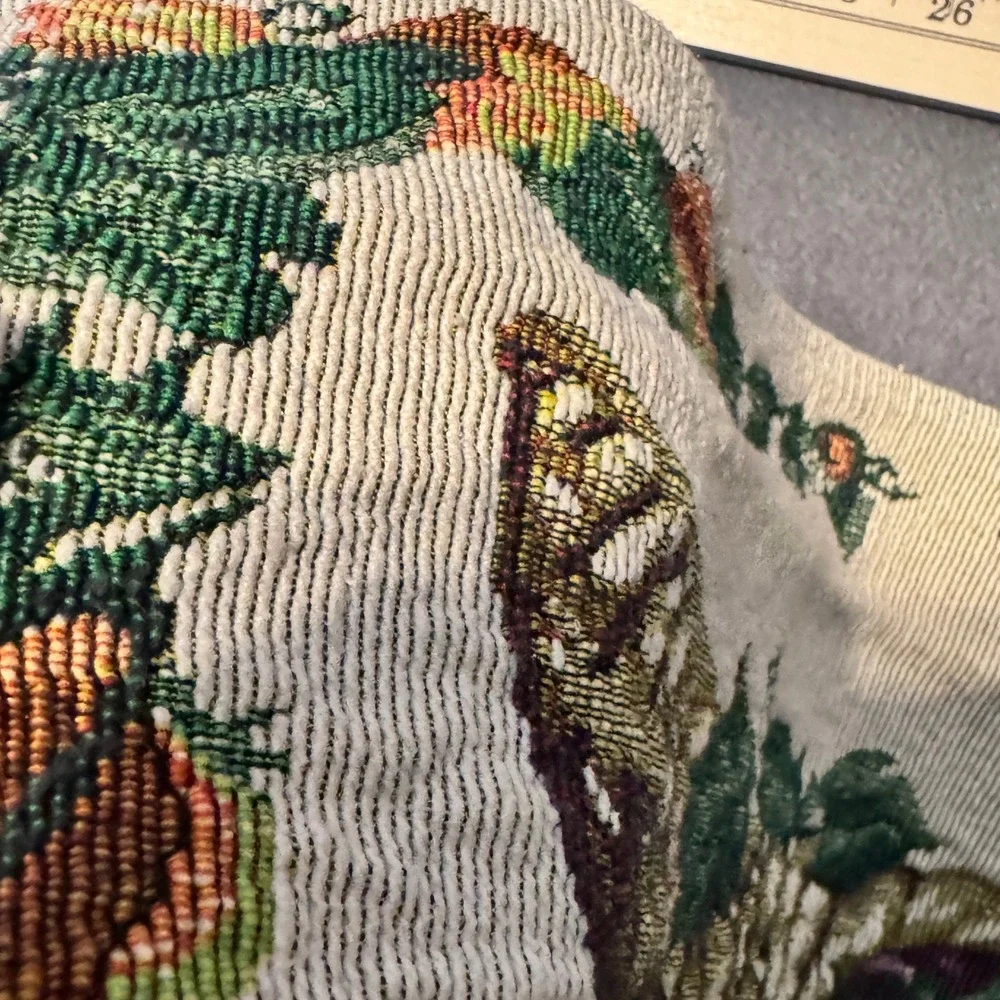 4 Fabric Thanksgiving Cornucopia Placemats White Greenery Imagery 16.75x11.5inch